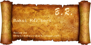 Baksi Róbert névjegykártya