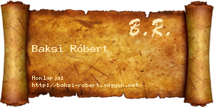 Baksi Róbert névjegykártya